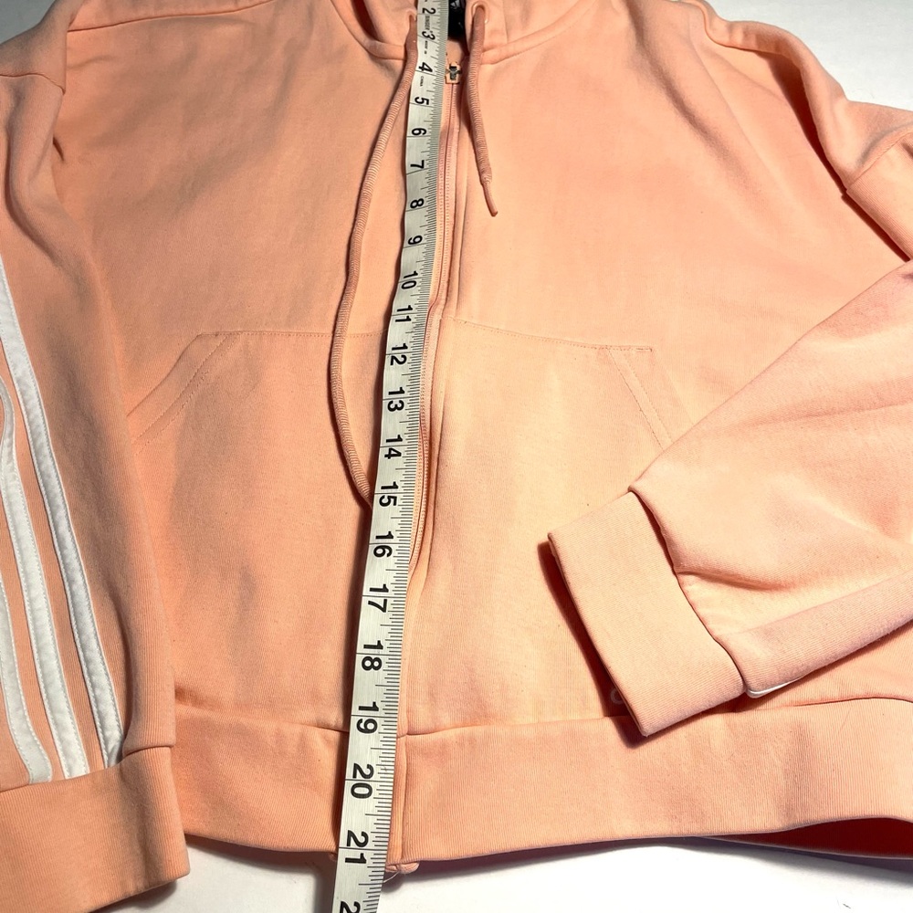 Adidas over sized, cropped, zipper, hooded sweatshirt. Medium - Picture 10 of 13